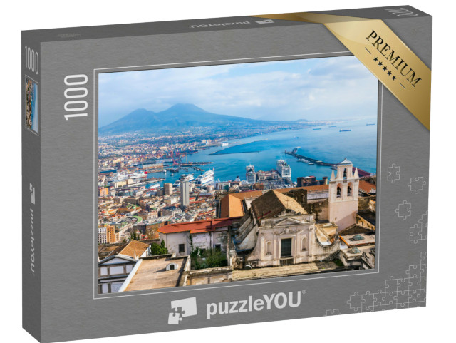 Puzzle 1000 pezzi „Vista panoramica della città di Napoli e del Golfo di Napoli, Italia. Il vulcano Vesuvio sullo sfondo“
