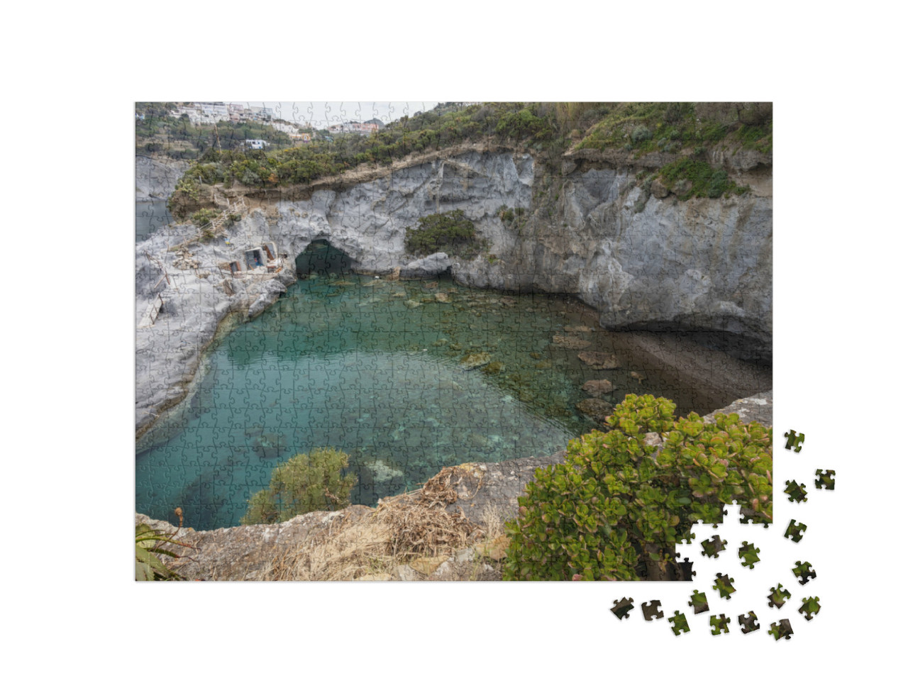 Puzzle 1000 pezzi „piscine naturali a Cala Feola, sull'isola di Ponza. Arcipelago delle Isole Ponziane o Pontine, Lazio“