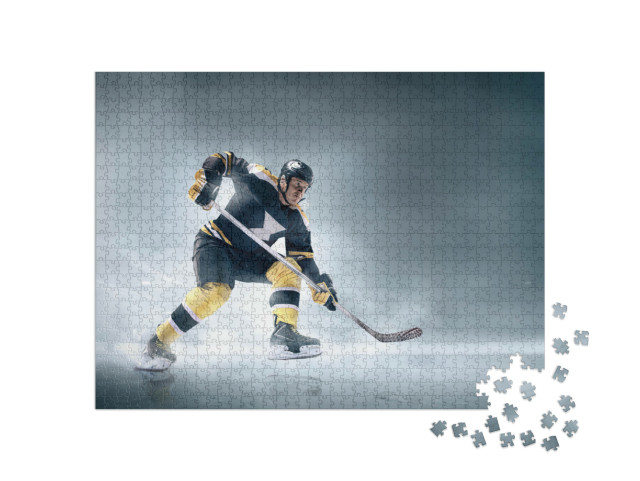 Puzzle 1000 pezzi „Giocatori di hockey su ghiaccio in azione sul ghiaccio“