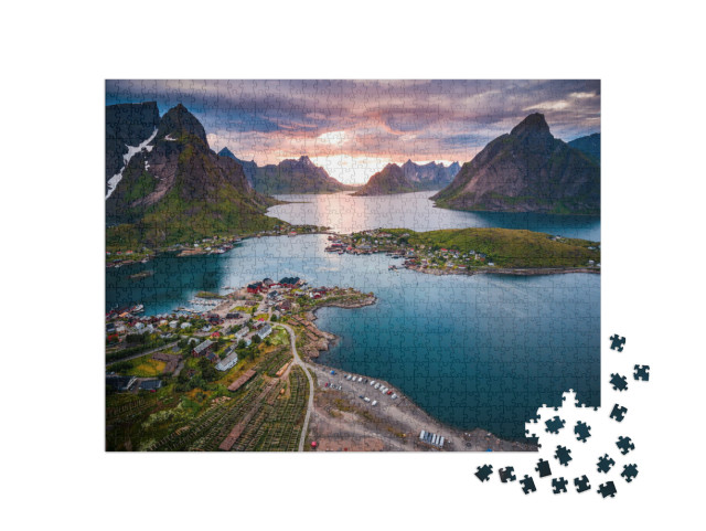 Puzzle 1000 pezzi „Paesaggio inconfondibile delle Isole Lofoten, Norvegia“