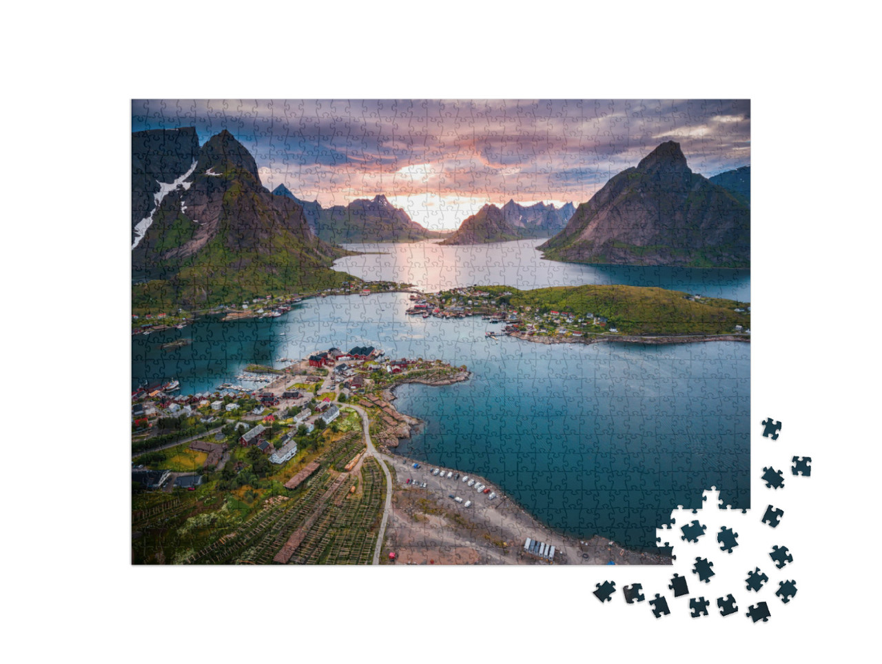 Puzzle 1000 pezzi „Paesaggio inconfondibile delle Isole Lofoten, Norvegia“