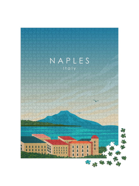 Puzzle 1000 pezzi „Illustrazione vettoriale. Poster murale, banner, cartolina, copertina, Napoli“