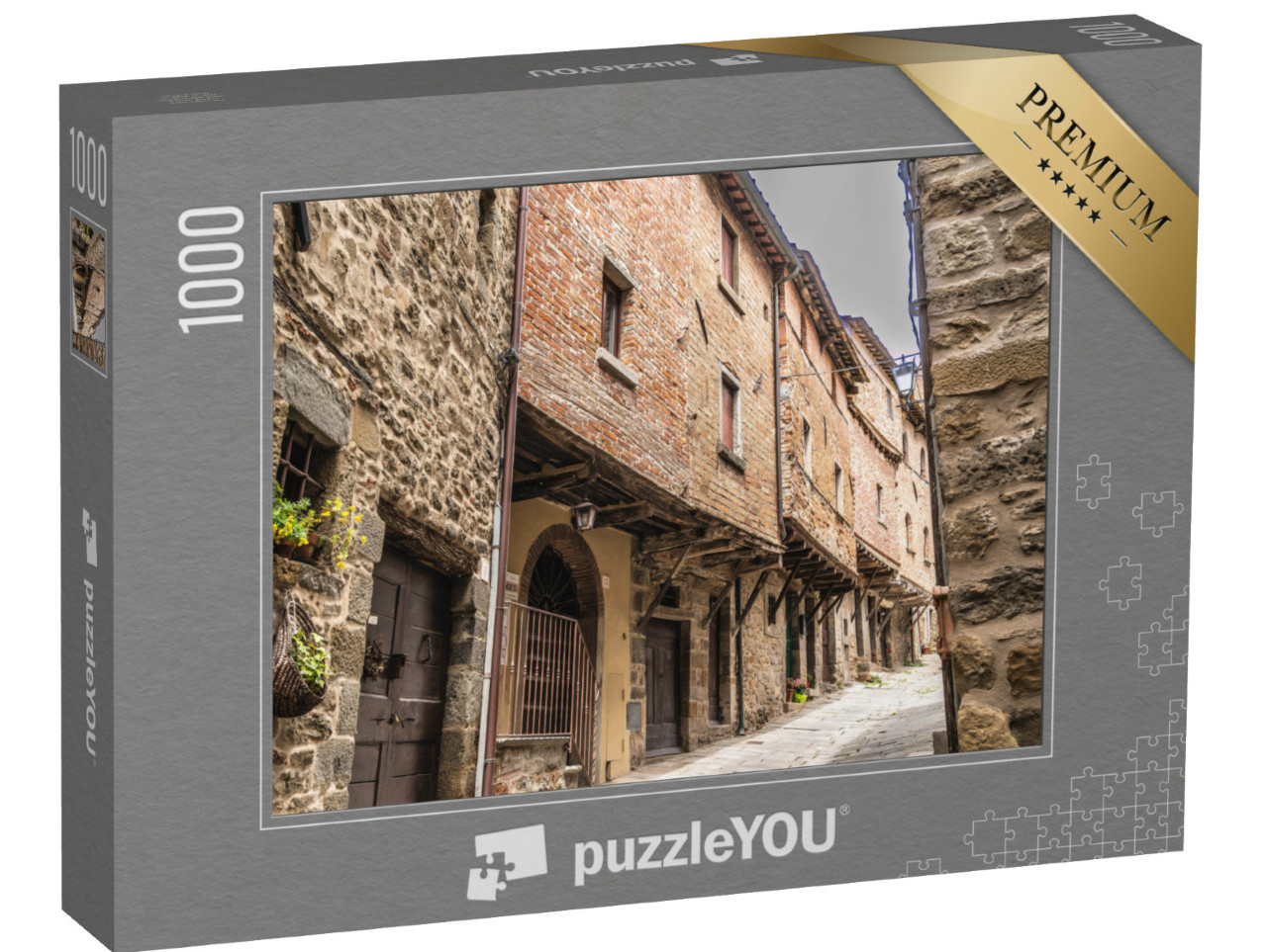 Puzzle 1000 pezzi „Case tradizionali nella città etrusca di Cortona, Toscana, Italia“