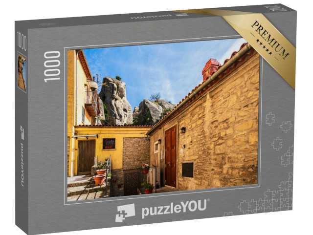 Puzzle 1000 pezzi „Castelmezzano, Potenza: vedute del centro storico e del paesaggio che circonda il paese“