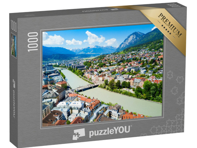 Puzzle 1000 pezzi „Il fiume Inn e il centro di Innsbruck dall'alto“