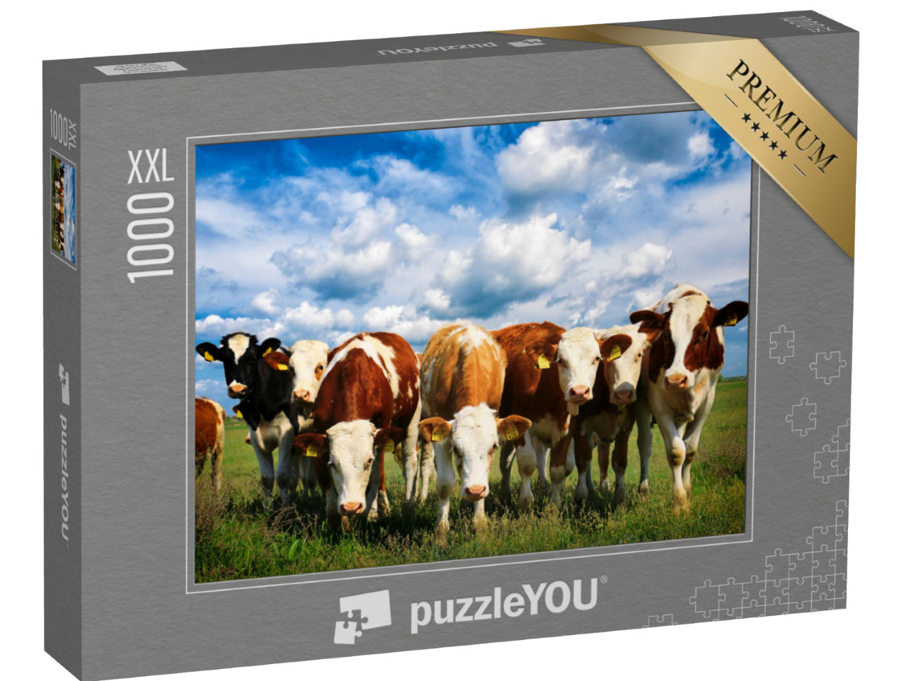 Puzzle 1000 pezzi XXL „Mucche su un verde prato estivo“