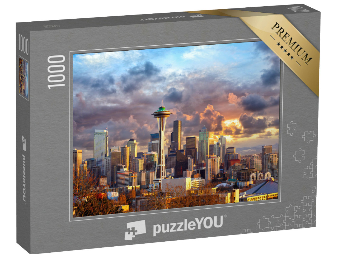Puzzle 1000 pezzi „Lo skyline di Seattle al tramonto, USA“