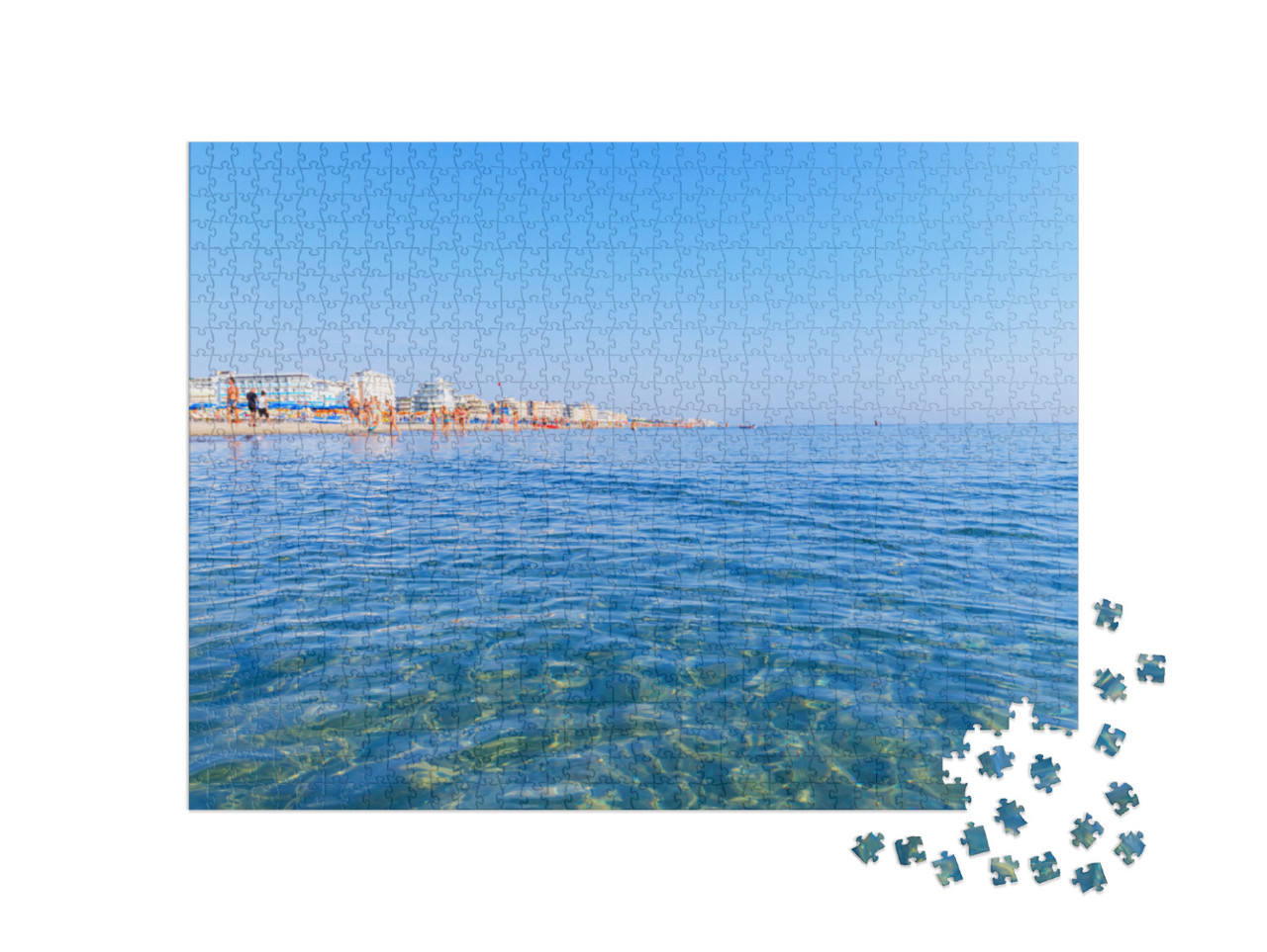 Puzzle 1000 pezzi „Superficie dell'acqua blu del mare, costa adriatica, Italia.“