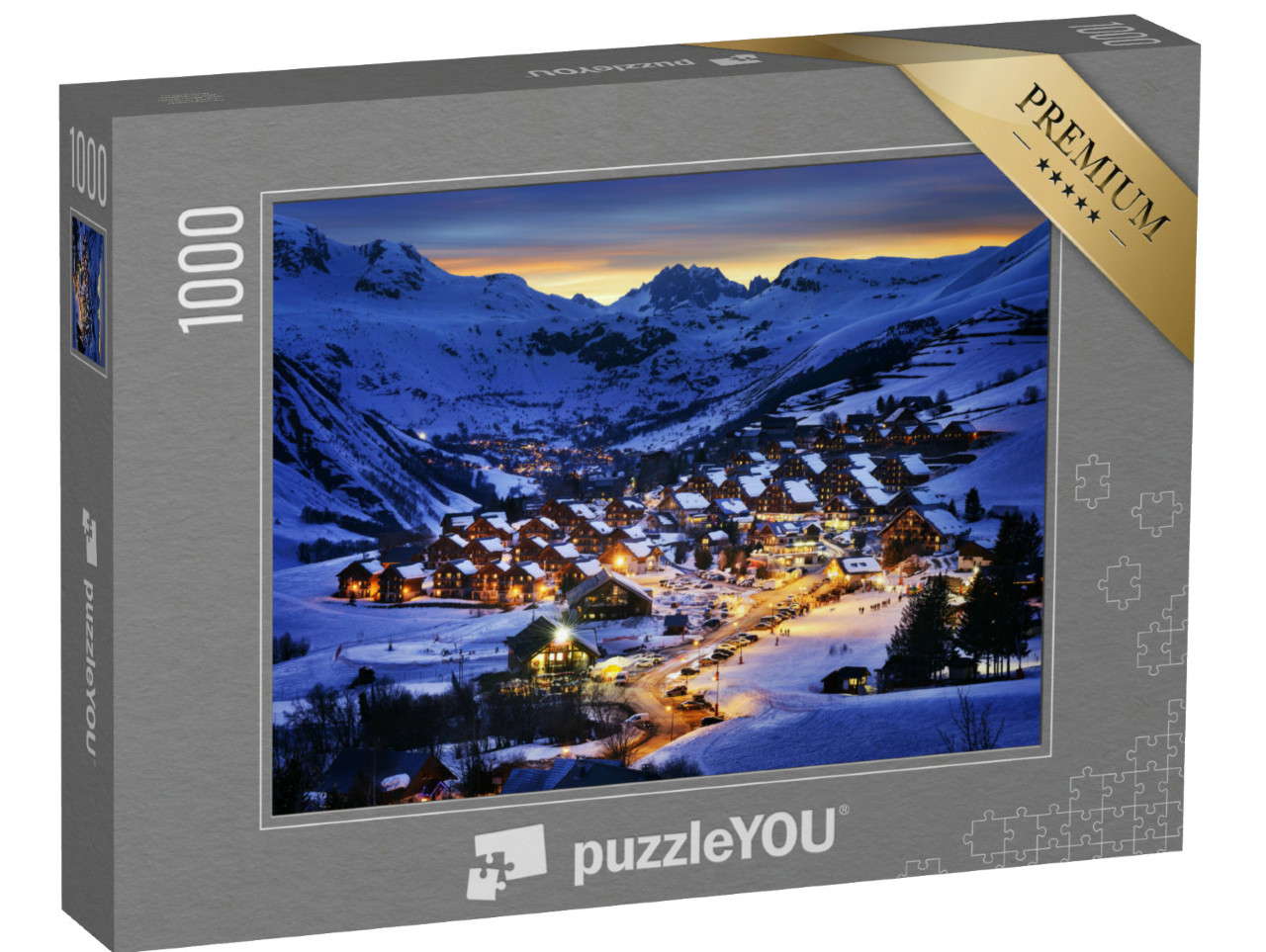 Puzzle 1000 pezzi „Paesaggio serale sulle Alpi francesi, Saint Jean d'Arves, Francia“