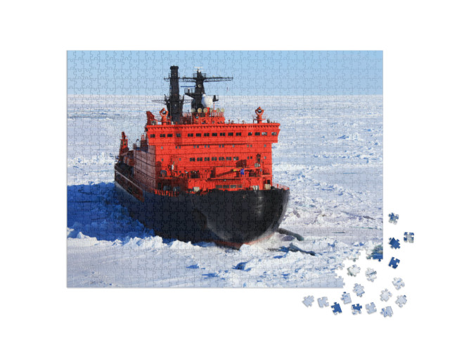 Puzzle 1000 pezzi „Rompighiaccio rosso nel mezzo del Mar Glaciale Artico“