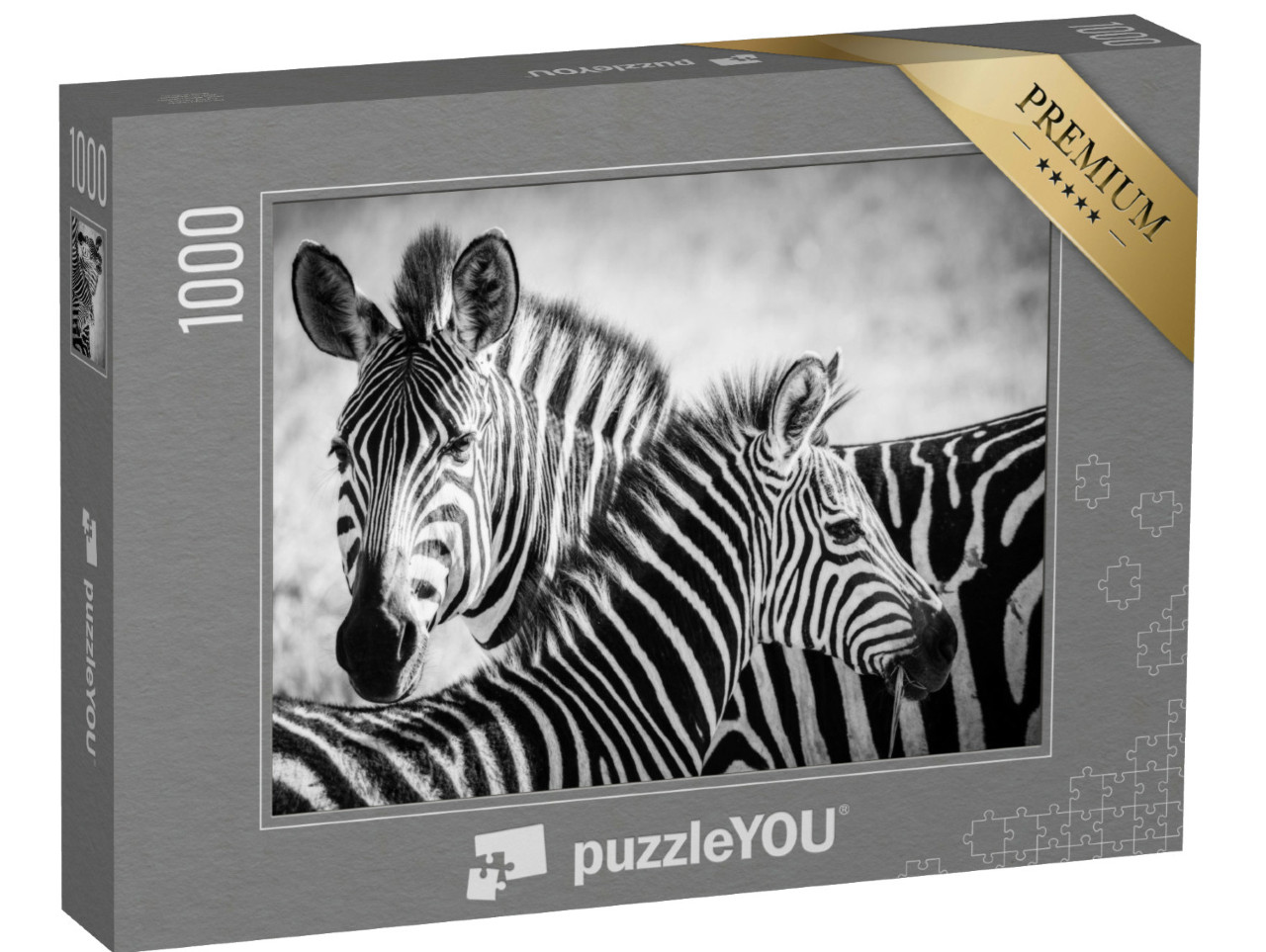 Puzzle 1000 pezzi „Madre e piccolo di zebra nel Parco Nazionale del Serengeti“