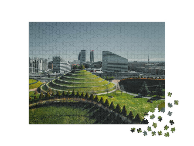 Puzzle 1000 pezzi „Veduta aerea Milano, Italia. Parco Industria Alfa Romeo - Portello“