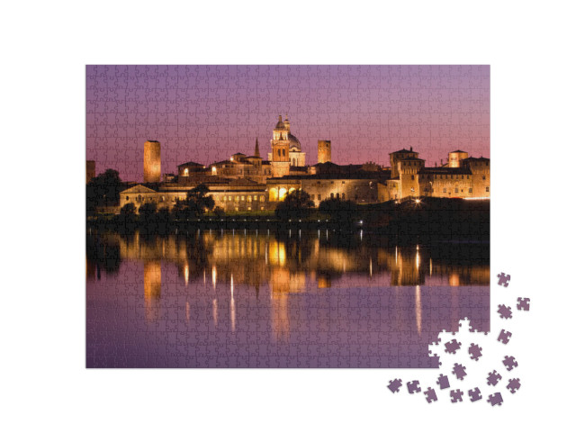 Puzzle 1000 pezzi „Panorama notturno della Mantova storica, Italia settentrionale“