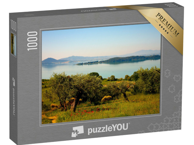 Puzzle 1000 pezzi „paesaggio incantevole del lago Trasimeno, Umbria, Italia“
