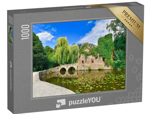 Puzzle 1000 pezzi „Rovine di un'antica chiesa nel parco cittadino di Schöntal, Aschaffenburg, Germania“