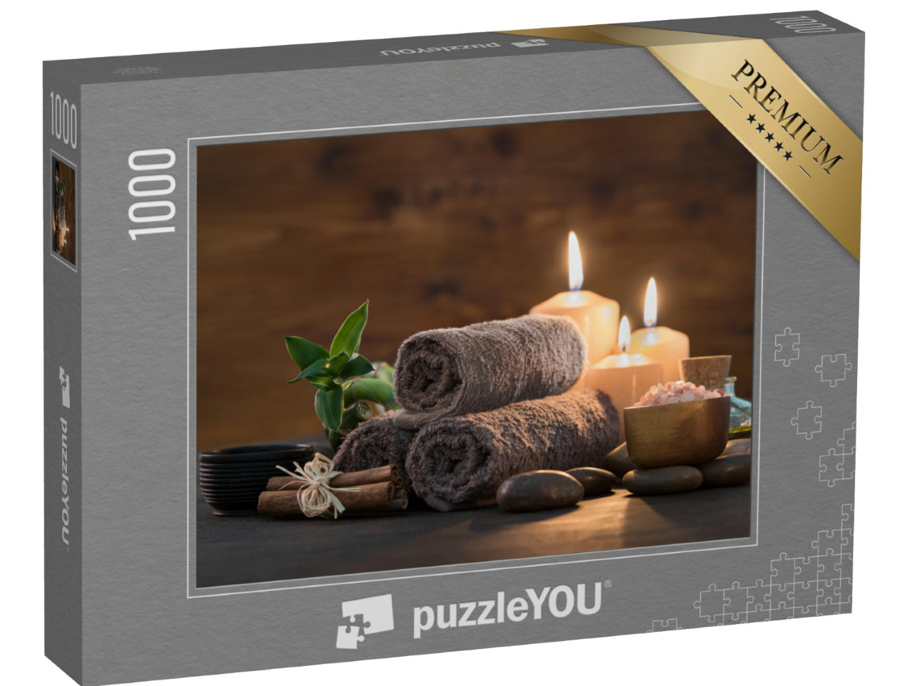 Puzzle 1000 pezzi „Asciugamani con bambù e candele per il relax“