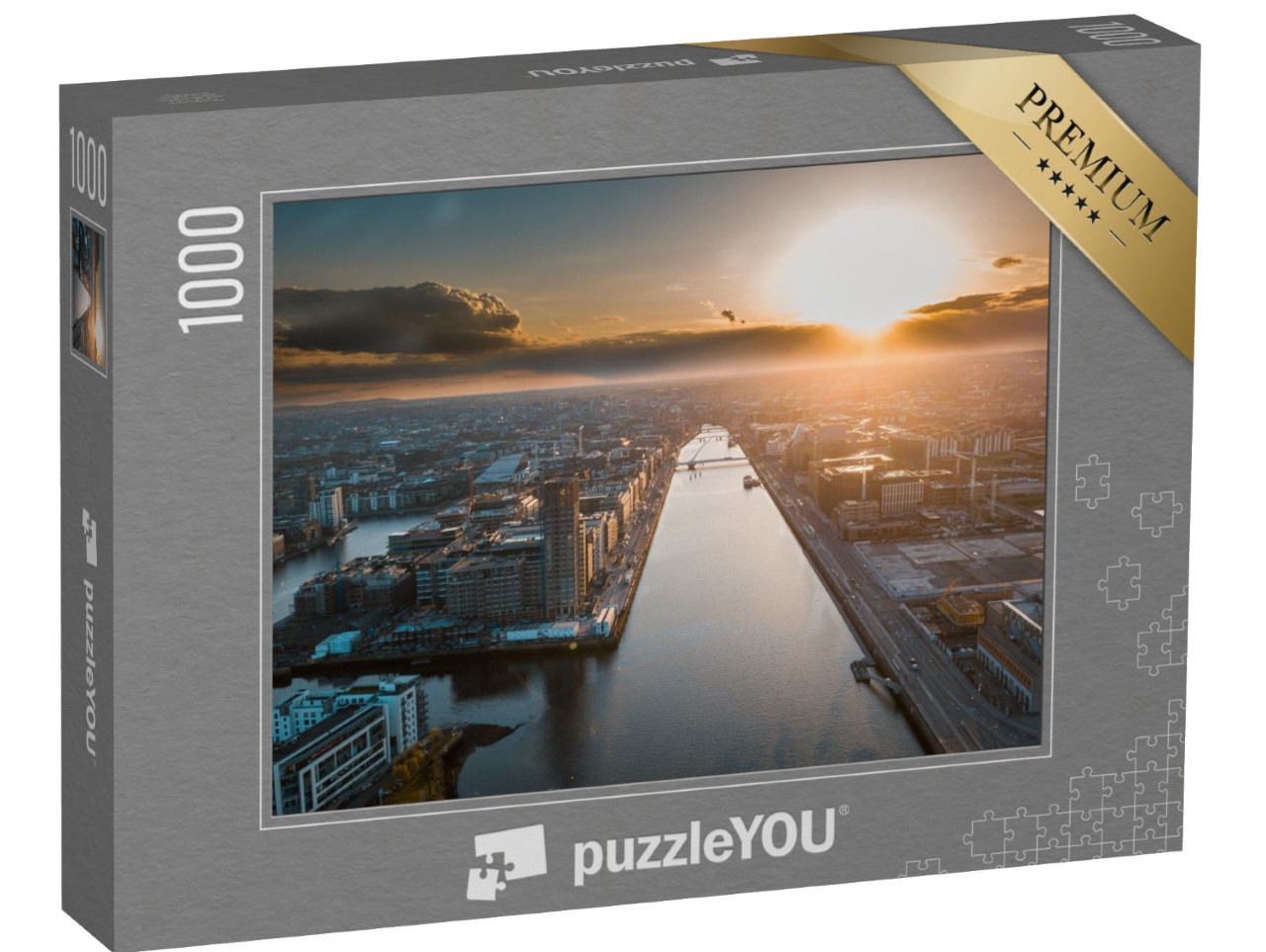 Puzzle 1000 pezzi „Tramonto a Dublino sul fiume Liffey“