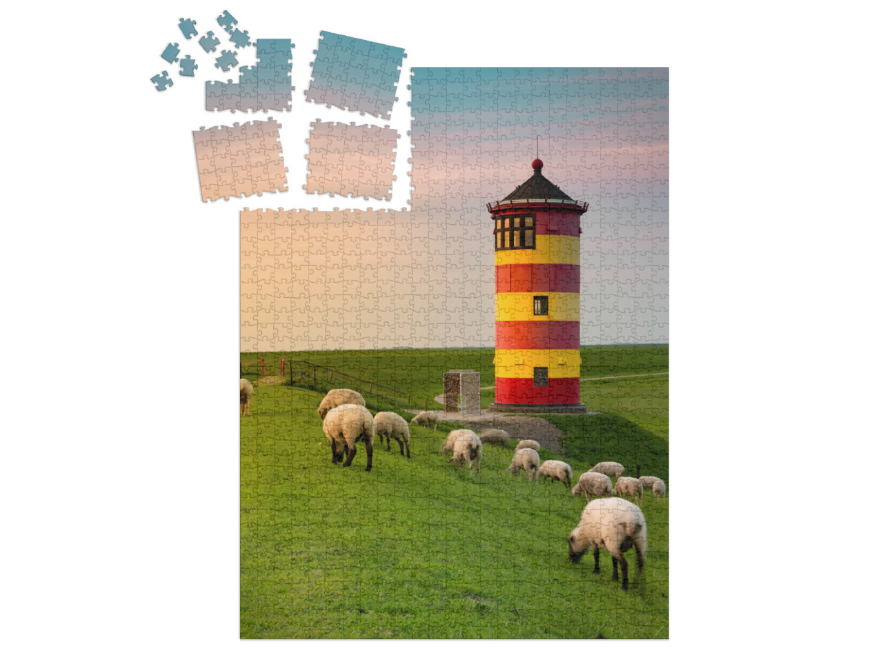 SMART SORTED® | Puzzle 1000 pezzi „Un bellissimo faro sulla costa della Frisia orientale“