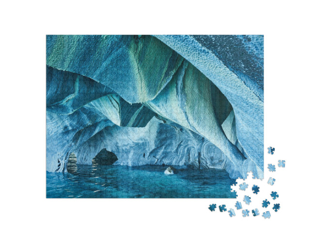 Puzzle 1000 pezzi „Grotte di marmo turchese della Patagonia, Cile“