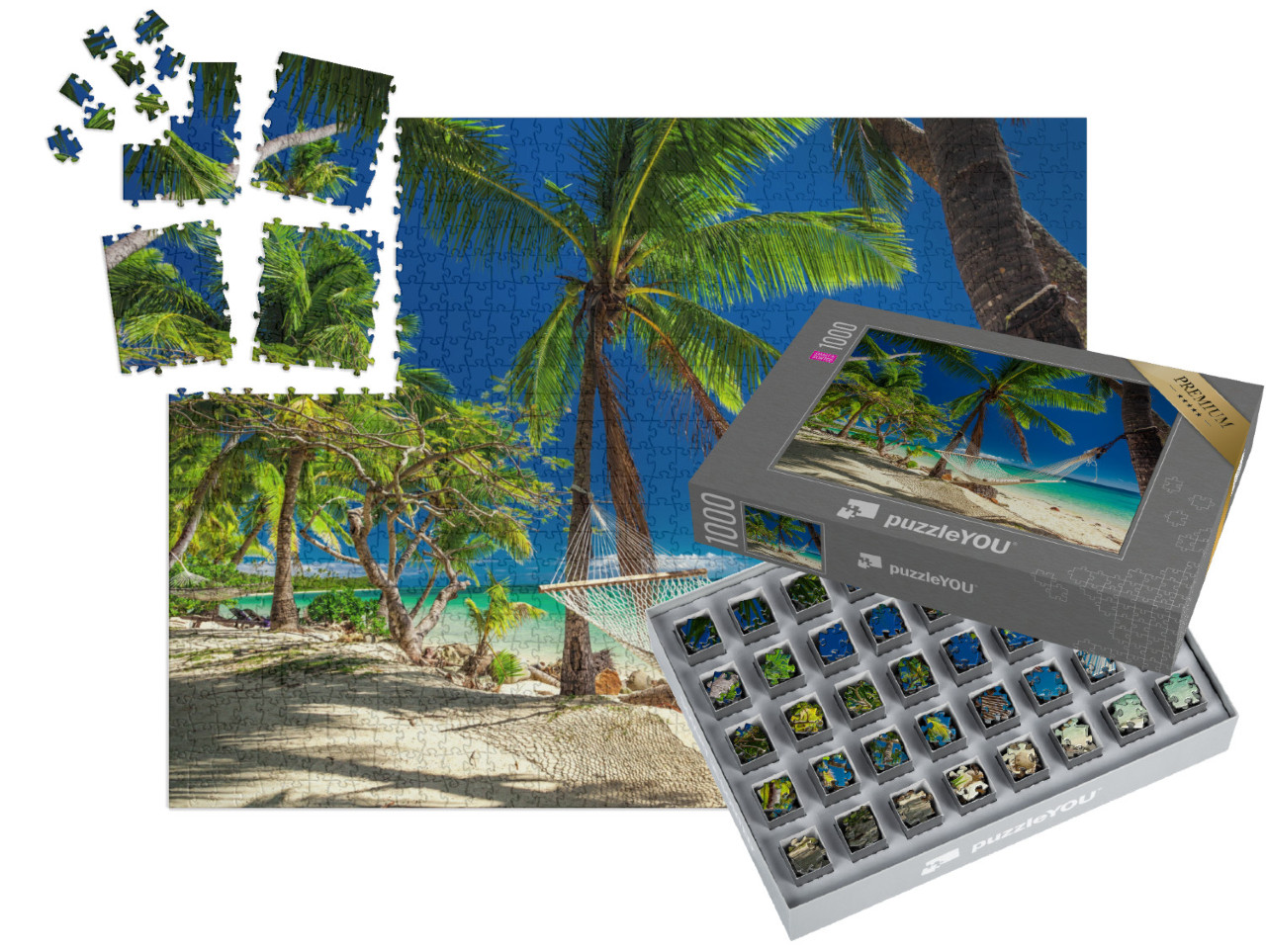 SMART SORTED® | Puzzle 1000 pezzi „Amaca sotto le palme tropicali, Isole Fiji“