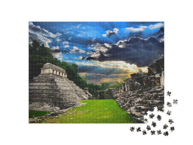 Puzzle 1000 pezzi „Le rovine Maya di Palenque, Messico“