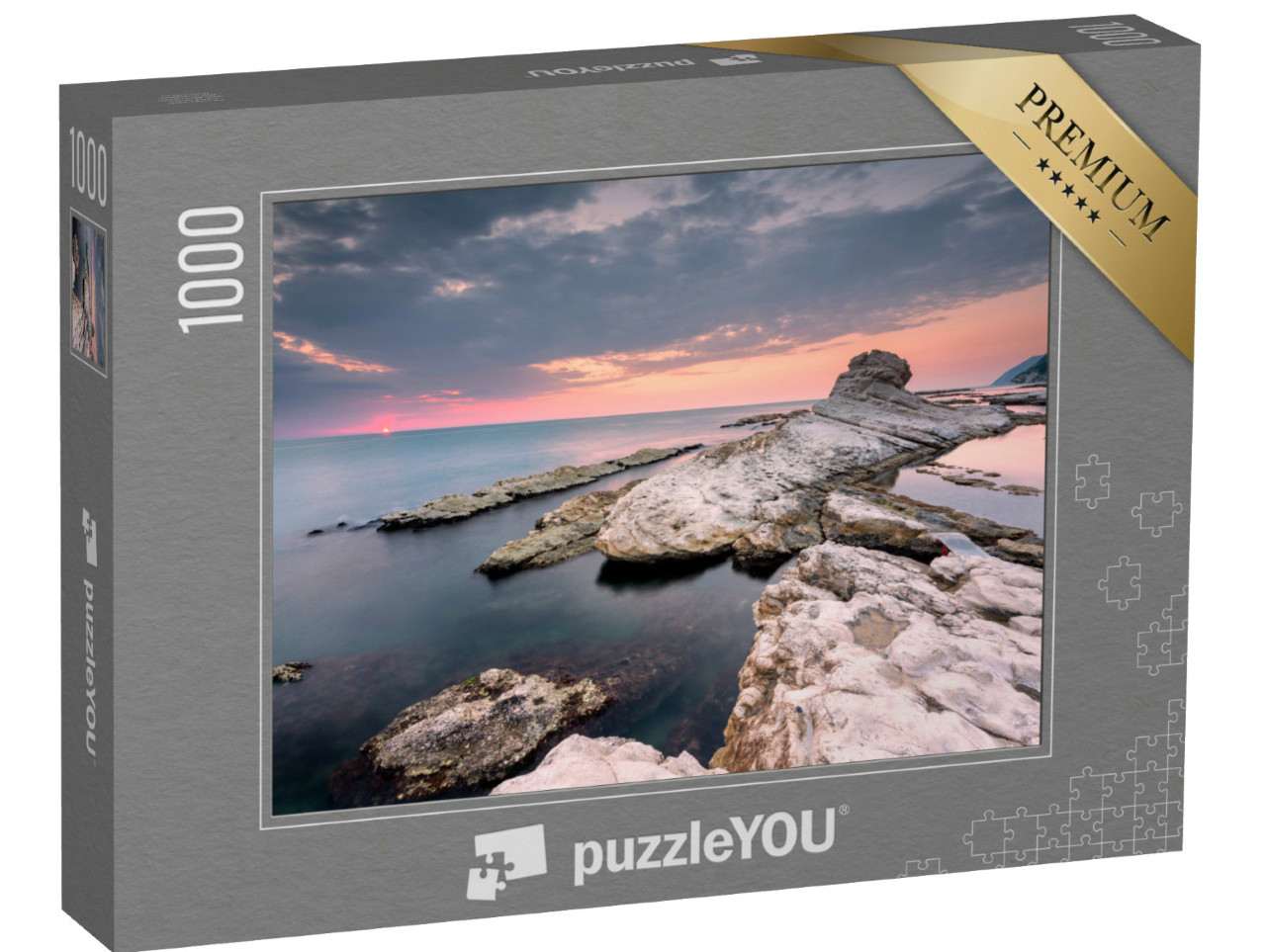 Puzzle 1000 pezzi „La Cattedra del Papa all'alba, Ancona, Marche, Italia, Europa“