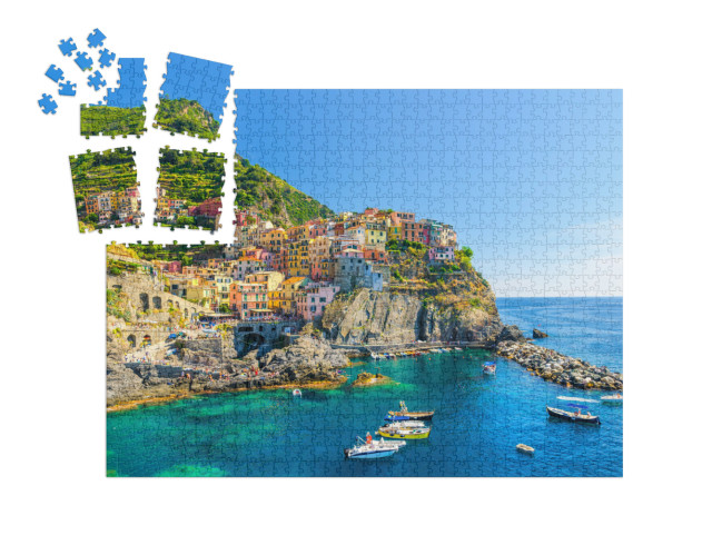 SMART SORTED® | Puzzle 1000 pezzi „Manarola, tradizionale borgo tipico italiano nel Parco Nazionale delle Cinque Terre“