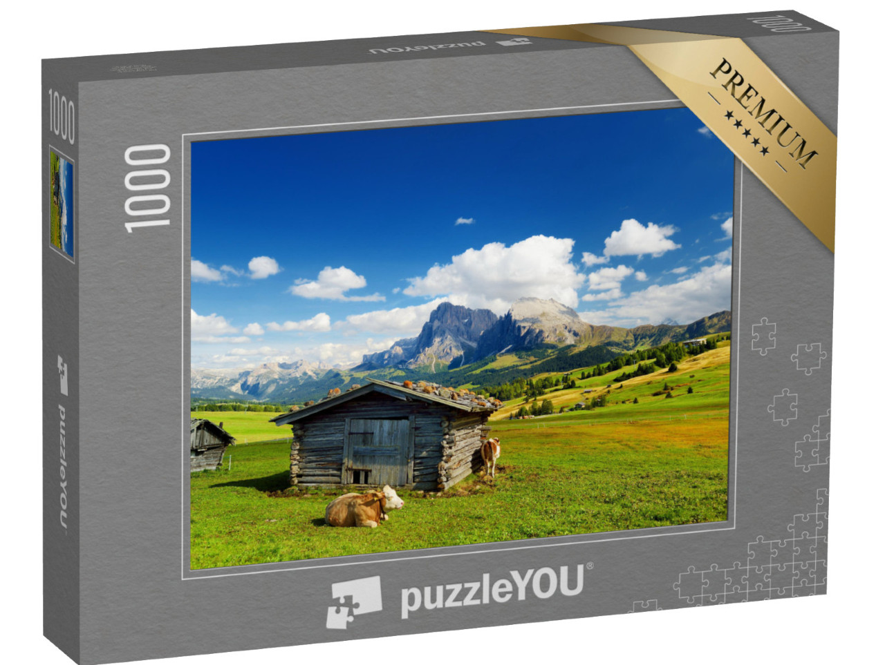 Puzzle 1000 pezzi „Mucche sull'Alpe di Siusi, Alto Adige“