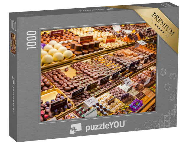 Puzzle 1000 pezzi „Varietà di praline di cioccolato sul mercato inglese, Irlanda“