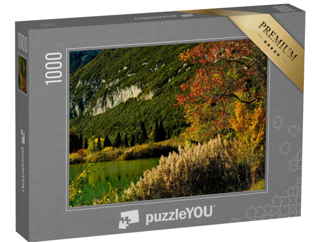 Puzzle 1000 pezzi „Il castello e il lago di Toblino. Paesaggio autunnale. Provincia di Trento“