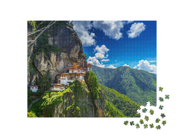 Puzzle 1000 pezzi „Taktshang Goemba, Monastero del Nido della Tigre, Bhutan“
