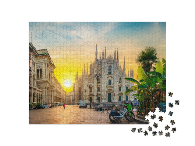 Puzzle 1000 pezzi „Milano Piazza del Duomo all'alba, Italia“
