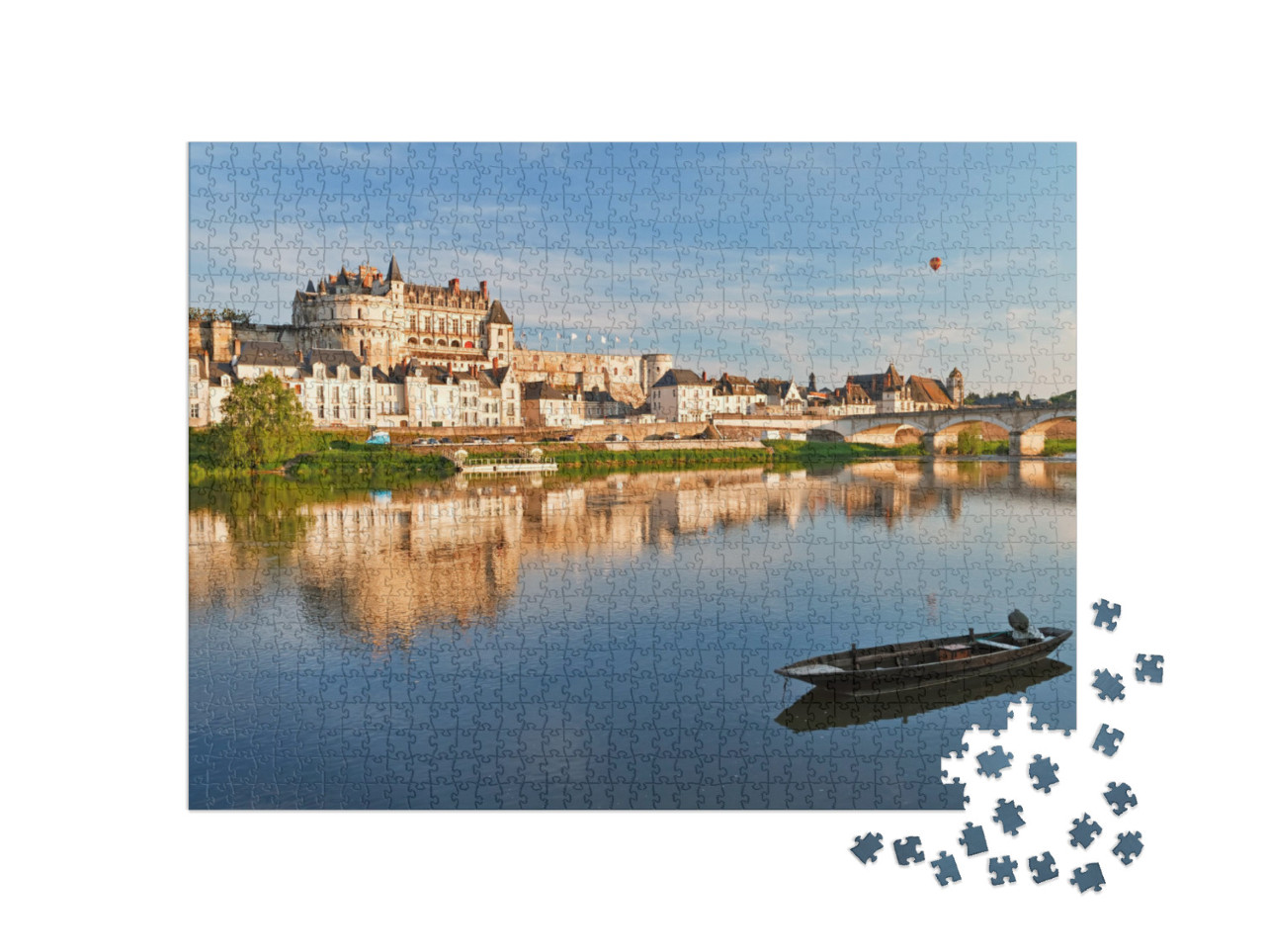 Puzzle 1000 pezzi „Atmosfera serale su Amboise, sul fiume Loira, Francia“