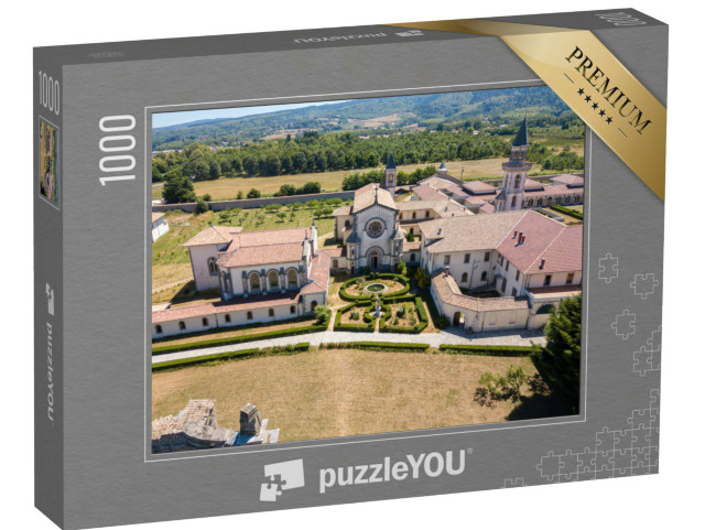 Puzzle 1000 pezzi „Veduta aerea della Certosa di Serra San Bruno, monastero Certosino, Vibo Valentia, Calabria, Italia“