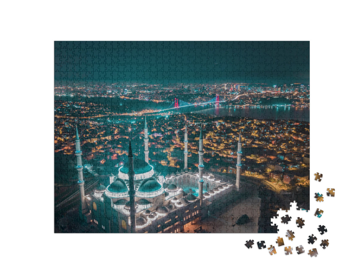 Puzzle 1000 pezzi „Vista aerea di Istanbul e della Moschea di Camlica, Turchia“