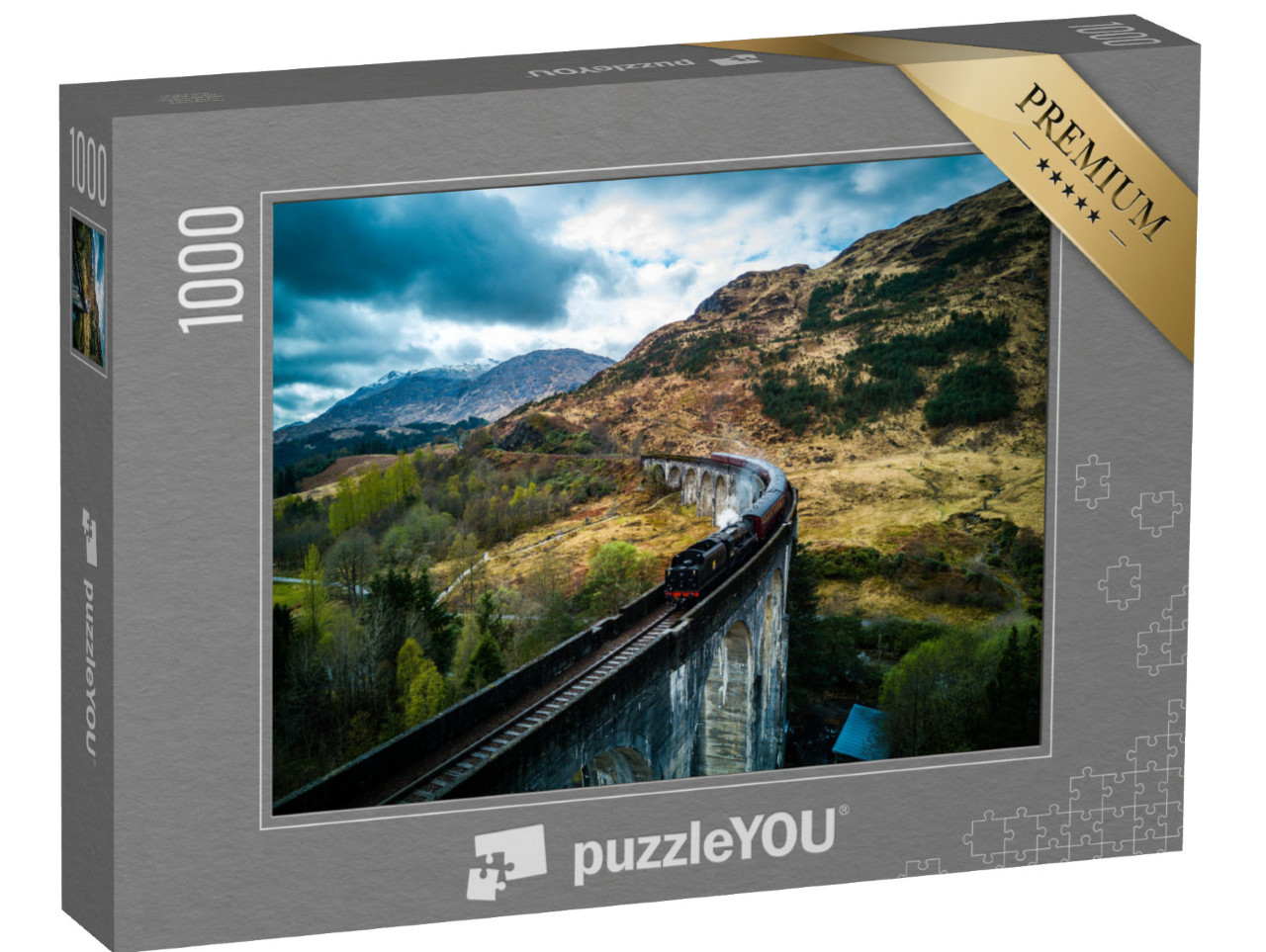 Puzzle 1000 pezzi „Treno a vapore sul famoso viadotto di Glenfinnan, Scozia“