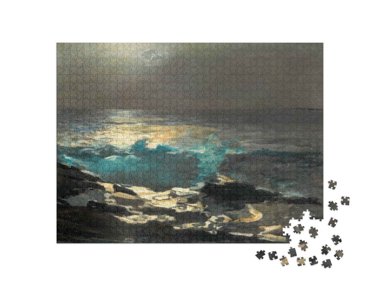 Puzzle 1000 pezzi „Winslow Homer - Lampada a isola in legno Moonlight“
