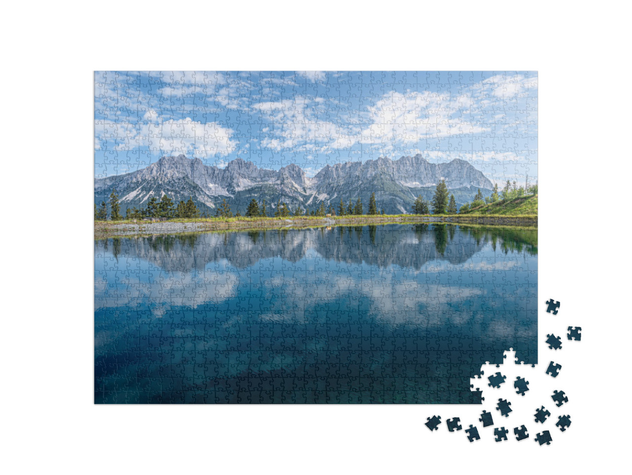 Puzzle 1000 pezzi „Lago di montagna nelle Alpi di Kitzbühel, Austria“