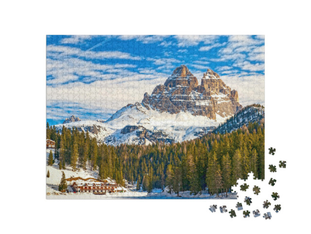 Puzzle 1000 pezzi „Tre cime dal Lago di Misurina nelle Dolomiti“