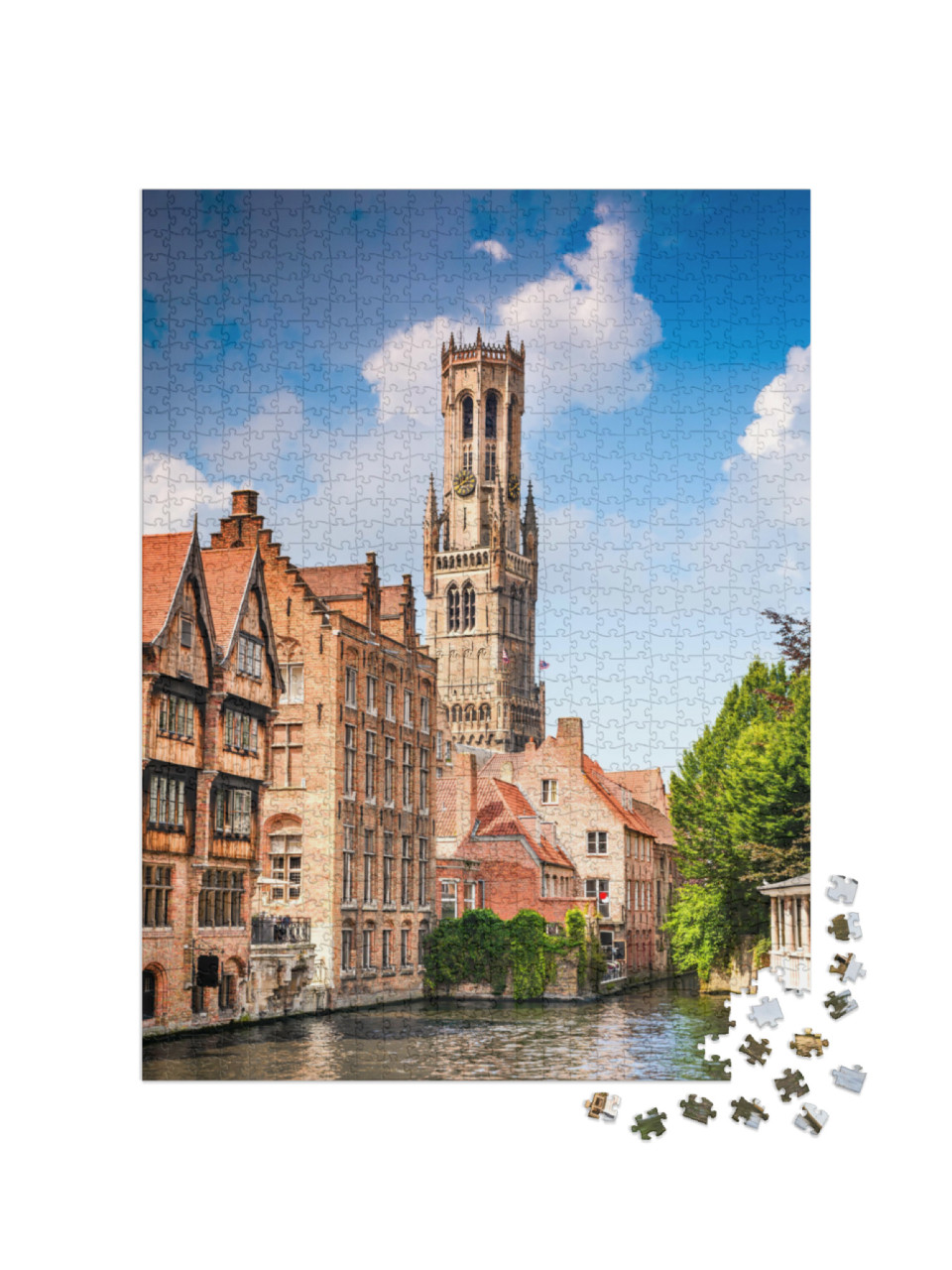 Puzzle 1000 pezzi „Paesaggio con canale d'acqua a Bruges, Belgio“