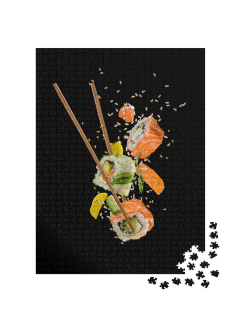 Puzzle 1000 pezzi „Pezzi di sushi tra le bacchette“