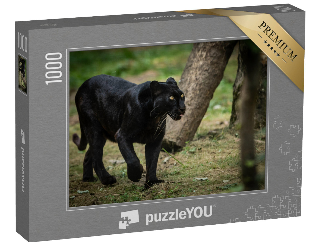 Puzzle 1000 pezzi „Immagine della foresta con una pantera“