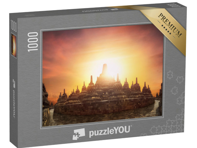 Puzzle 1000 pezzi „Tramonto al tempio di Borobudur“