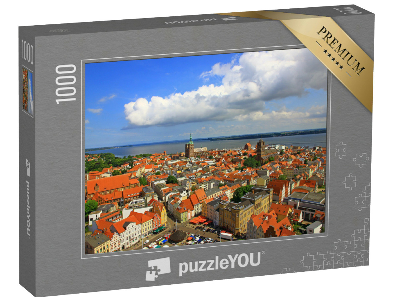 Puzzle 1000 pezzi „Panorama di Stralsund, Meclemburgo-Pomerania Occidentale, Germania“
