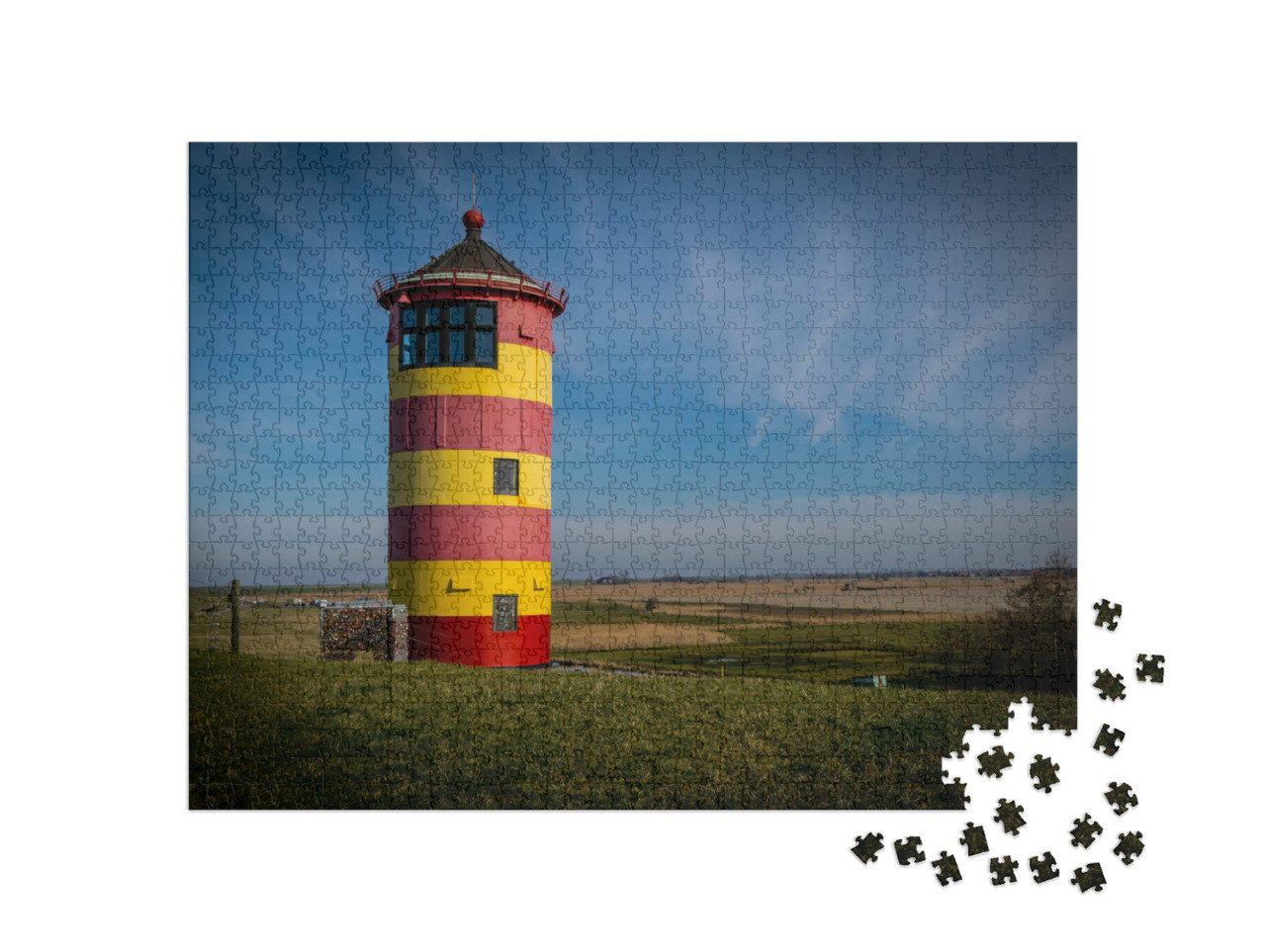 Puzzle 1000 pezzi „Faro a Krummhörn, vicino a Greetsiel, nella Germania settentrionale“