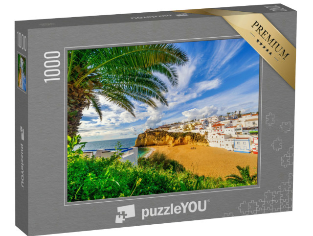 Puzzle 1000 pezzi „Architettura bianca a Carvoeiro, Algarve, Portogallo“