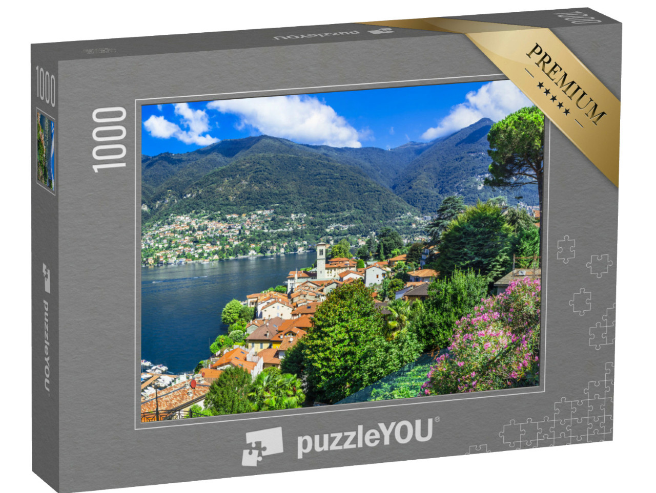 Puzzle 1000 pezzi „bellissimi villaggi del Lago di Como - Blevio. Uno dei laghi più belli d'Europa.“