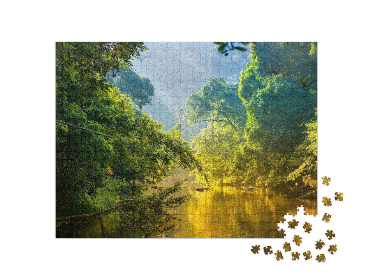 Puzzle 1000 pezzi „Foresta tropicale con giungla e fiume“