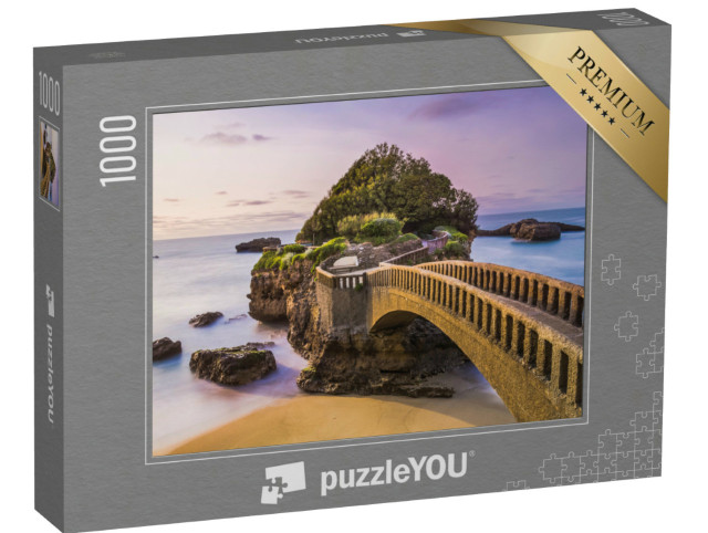 Puzzle 1000 pezzi „Ponte verso la roccia Rocher du Basta sulla spiaggia di Biarritz, Francia“