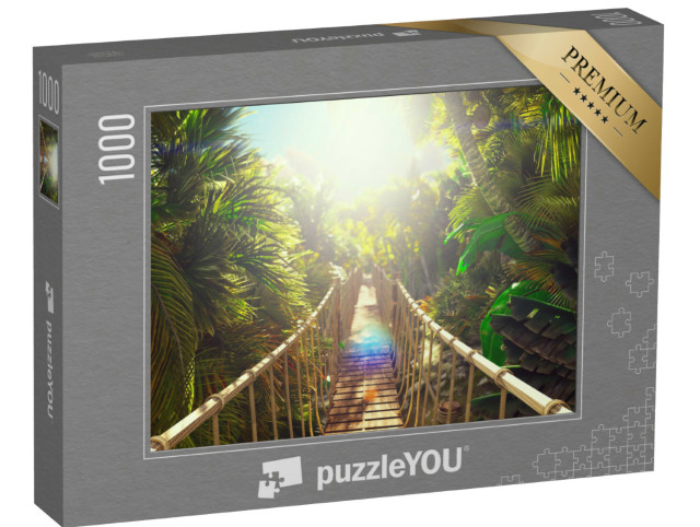 Puzzle 1000 pezzi „Ponte di legno sulla giungla verde“